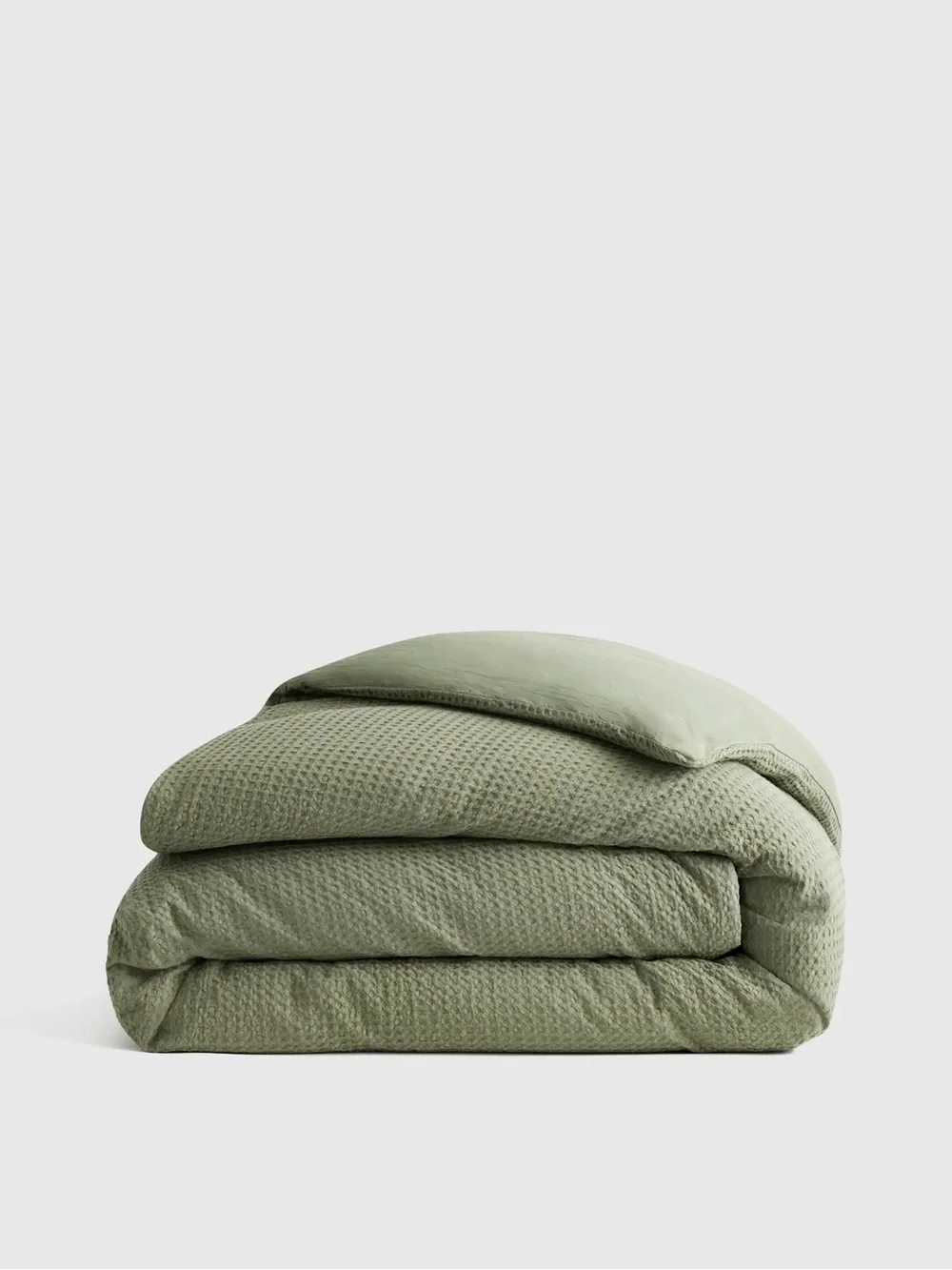 NEW QUINCE QUEEN Organic Luxe Honeycomb Duvet Cover olive $104